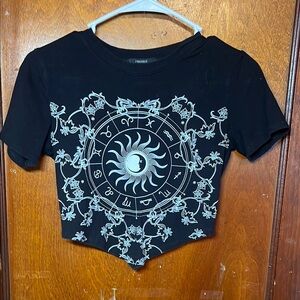 Black Zodiac Crop Top
